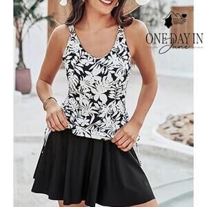 Kate Kasin Skirted Tankini Swimsuit Size M